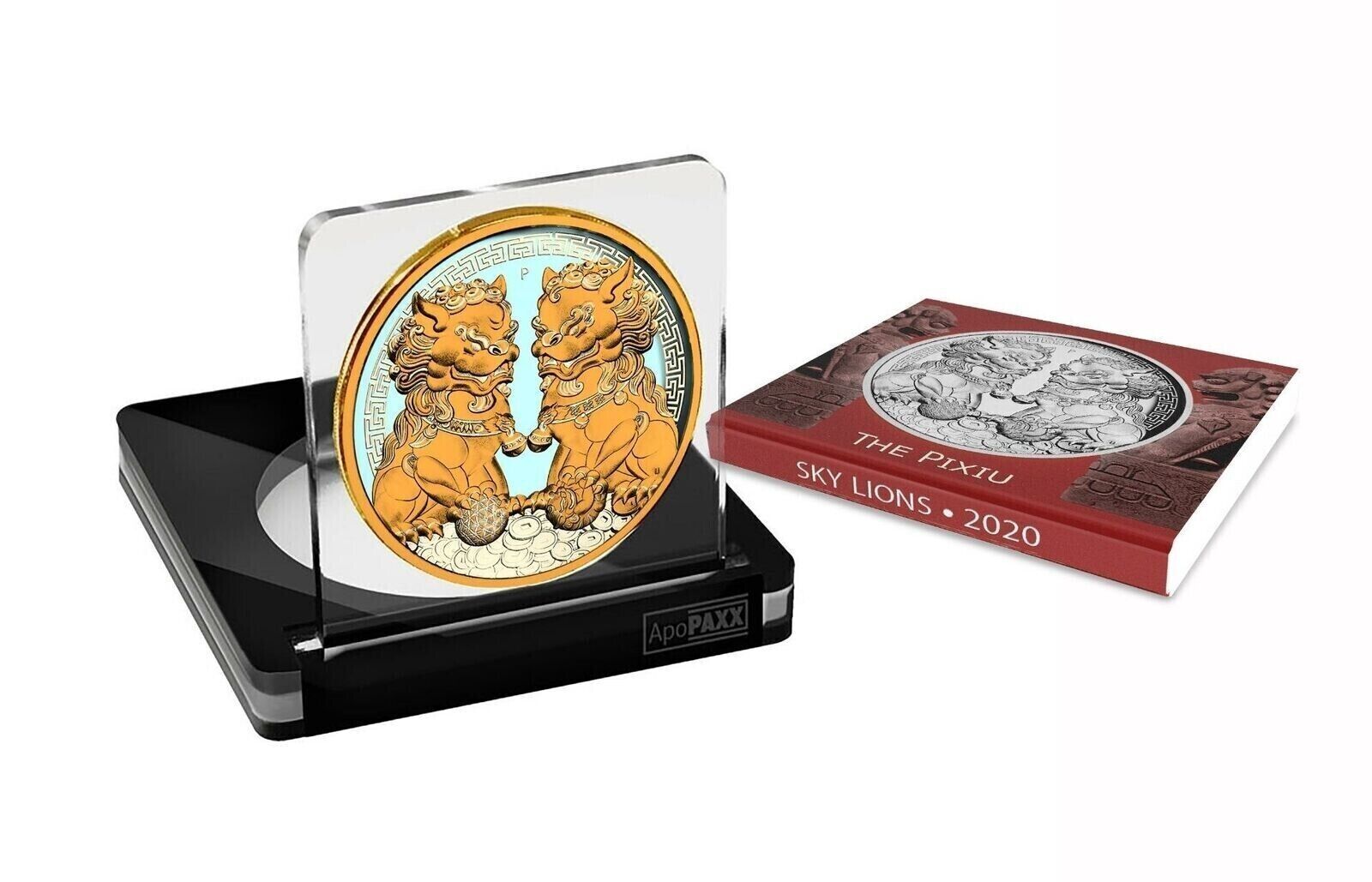1 Oz Silver Coin 2020 $1 Australia Guardian Sky Lions Pixiu - Turquoise & Yellow-classypw.com-3