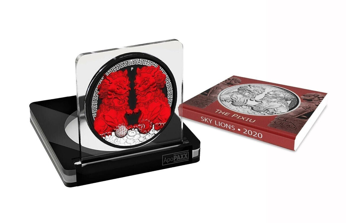 1 Oz Silver Coin 2020 $1 Australia Guardian Sky Lions The Pixiu - Black &amp; Red