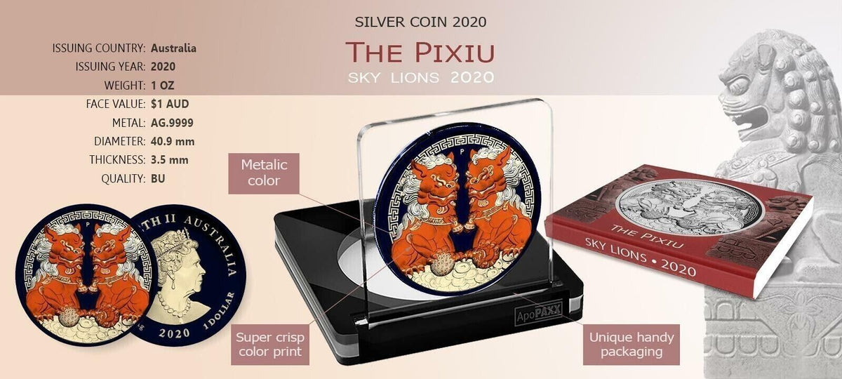 1 Oz Silver Coin 2020 $1 Australia Guardian Sky Lions The Pixiu - Terracotta-classypw.com-4