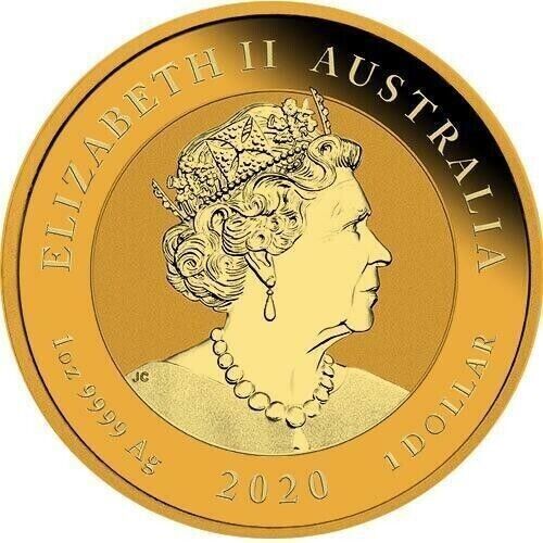 1 Oz Silver Coin 2020 $1 Australia Guardian Sky Lions The Pixiu - Yellow & Blue