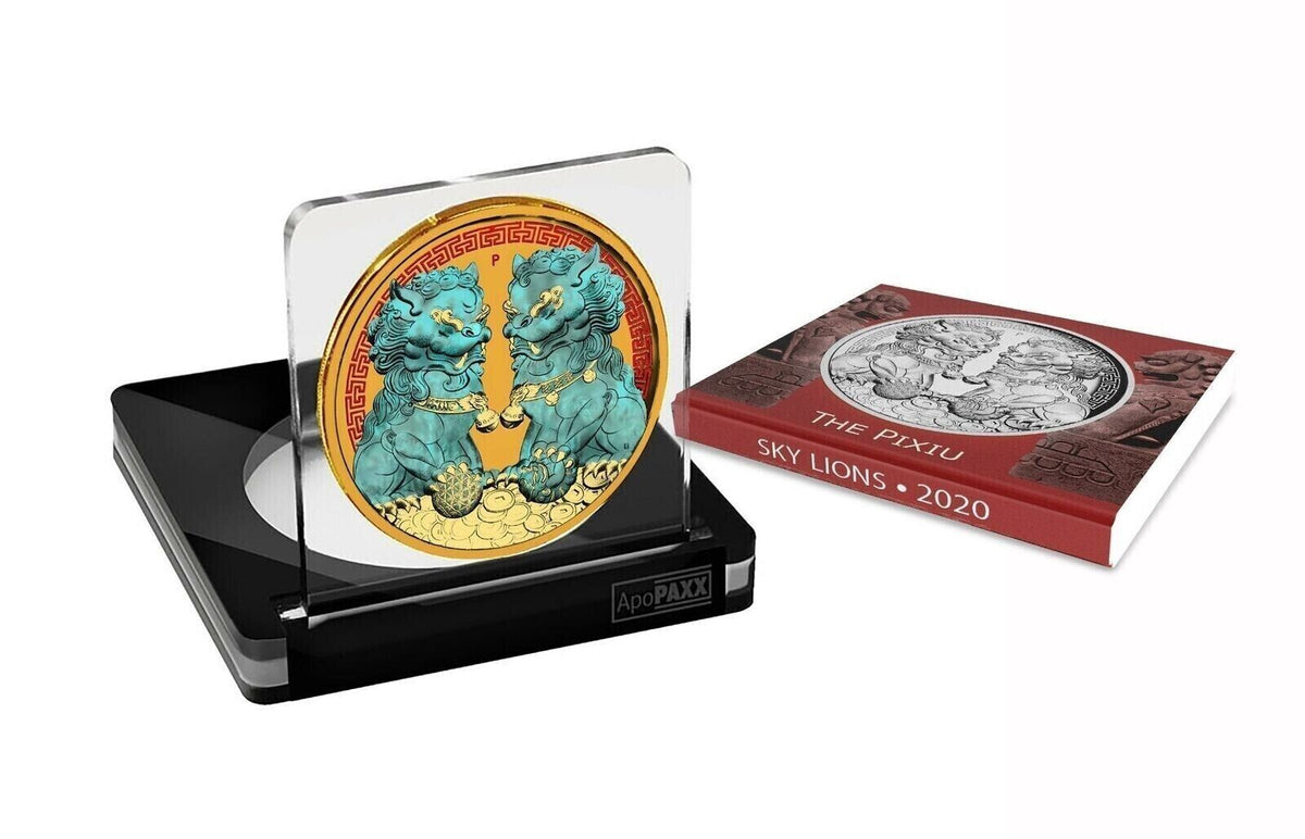 1 Oz Silver Coin 2020 $1 Australia Guardian Sky Lions The Pixiu - Yellow &amp; Blue-classypw.com-3