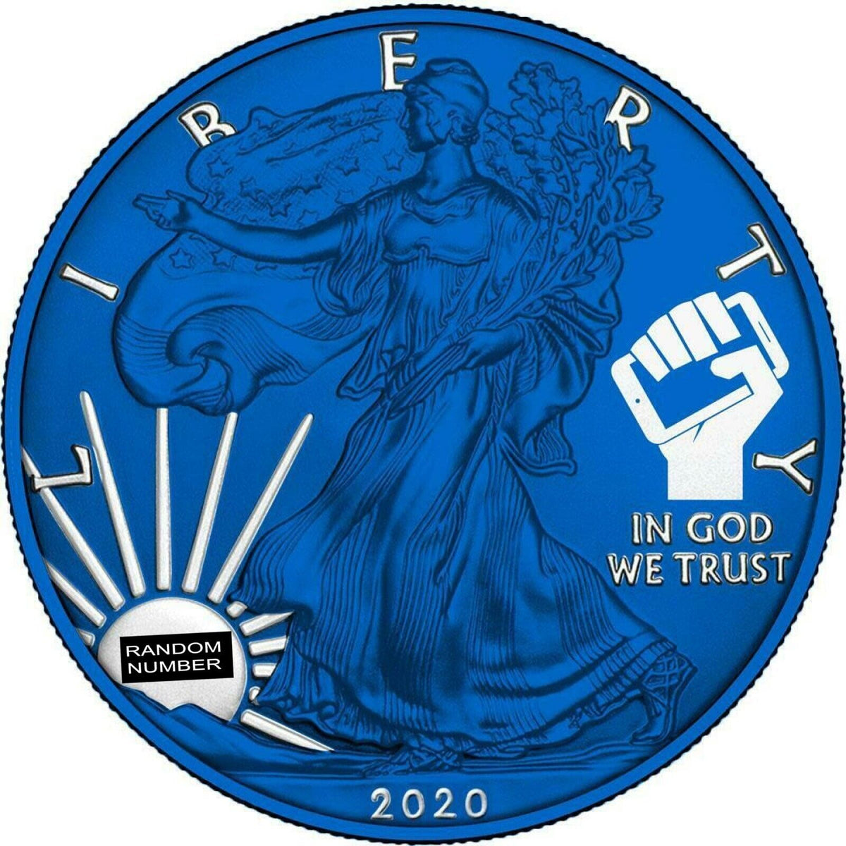 1 Oz Silver Coin 2020 $1 Liberty Paint It Blue - Free Speech Cellphone in hand-classypw.com-1