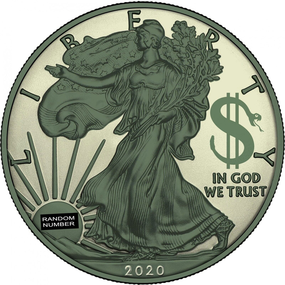 1 Oz Silver Coin 2020 $1 Liberty Paint It Green - Capitalism $-classypw.com-1