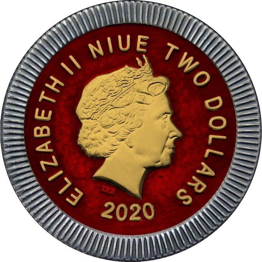 1 Oz Silver Coin 2020 $2 Niue Athenian Owl Swarovski Crystal Eyes - Pallada