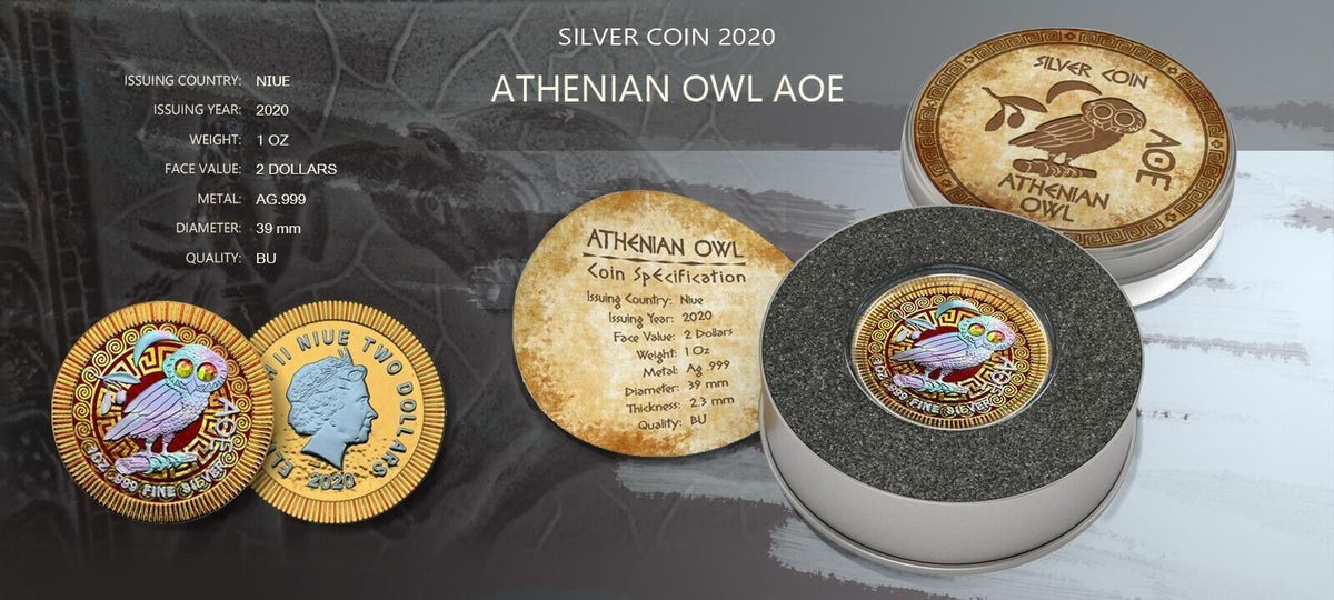 1 Oz Silver Coin 2020 $2 Niue Athenian Owl Swarovski Eyes - Ornament-classypw.com-4