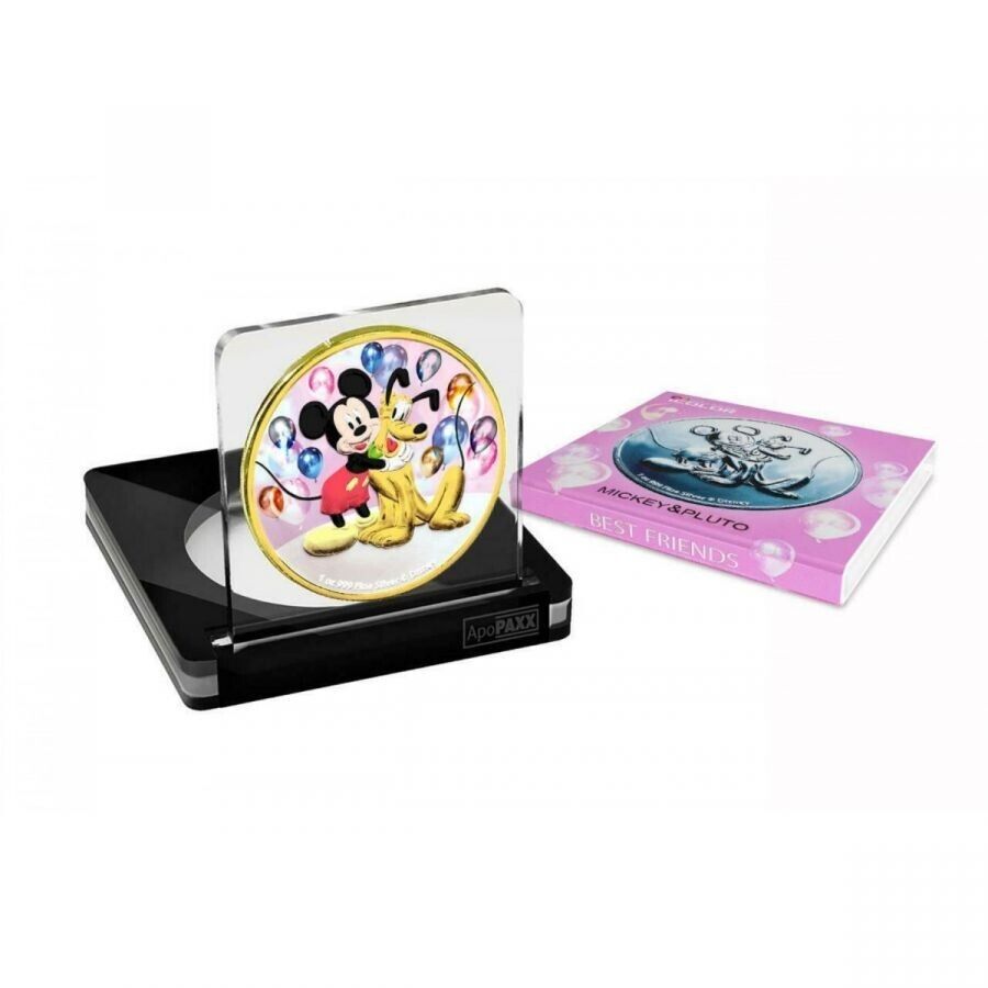 1 Oz Silver Coin 2020 $2 Niue Disney Mickey Mouse &amp; Pluto Best Friends Balloons-classypw.com-3
