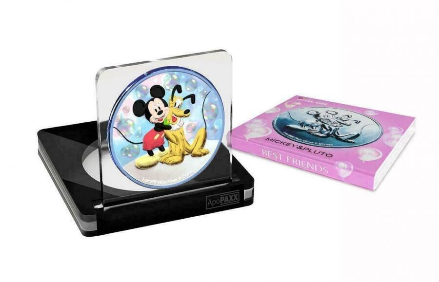 1 Oz Silver Coin 2020 $2 Niue Disney Mickey Mouse &amp; Pluto Best Friends - Bubbles-classypw.com-3