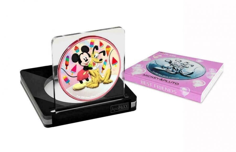 1 Oz Silver Coin 2020 $2 Niue Disney Mickey Mouse & Pluto Best Friends Ice Cream-classypw.com-3