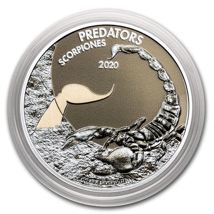 1 Oz Silver Coin 2020 20 Fran CFA Congo Colorized Predators Scorpiones Scorpion-classypw.com-1