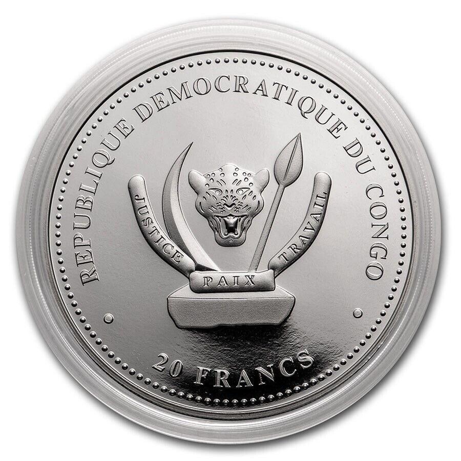 1 Oz Silver Coin 2020 20 Frances CFA Congo Colorized Predators Hyaenidae Hyena-classypw.com-2