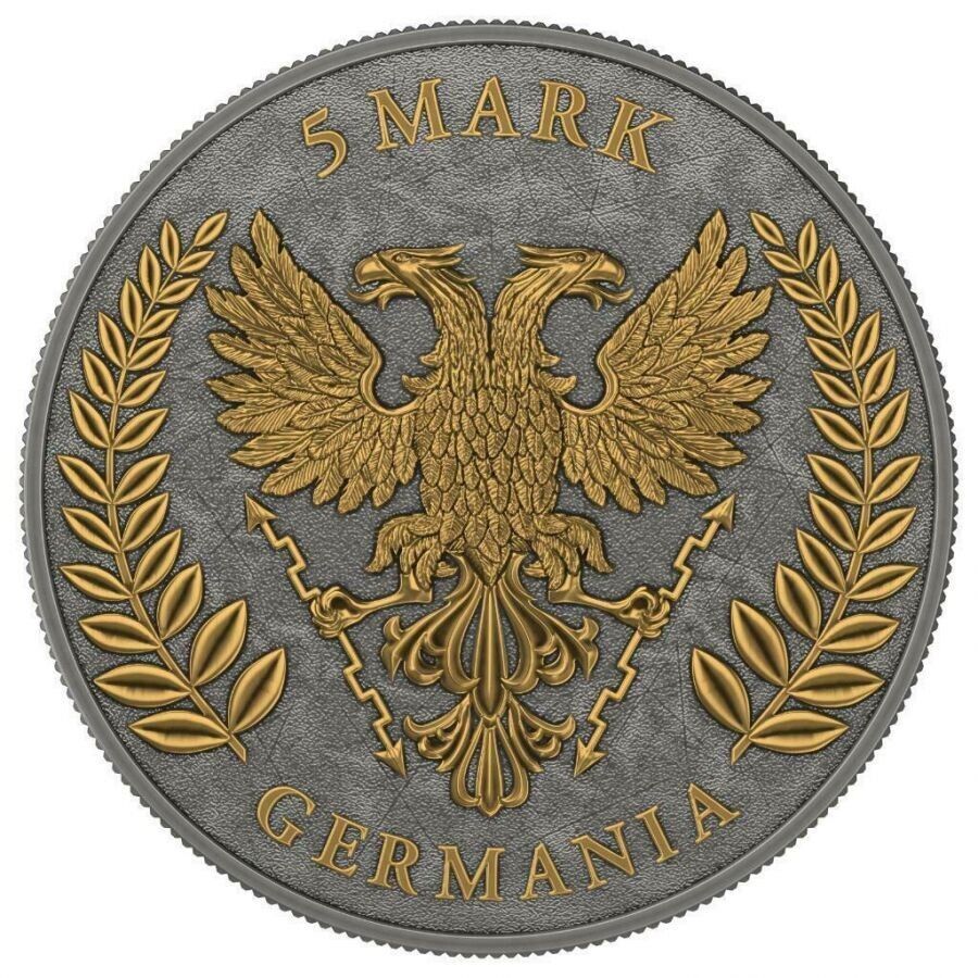 1 Oz Silver Coin 2020 5 Mark Germania - Antique Silver Golden Cross-classypw.com-4
