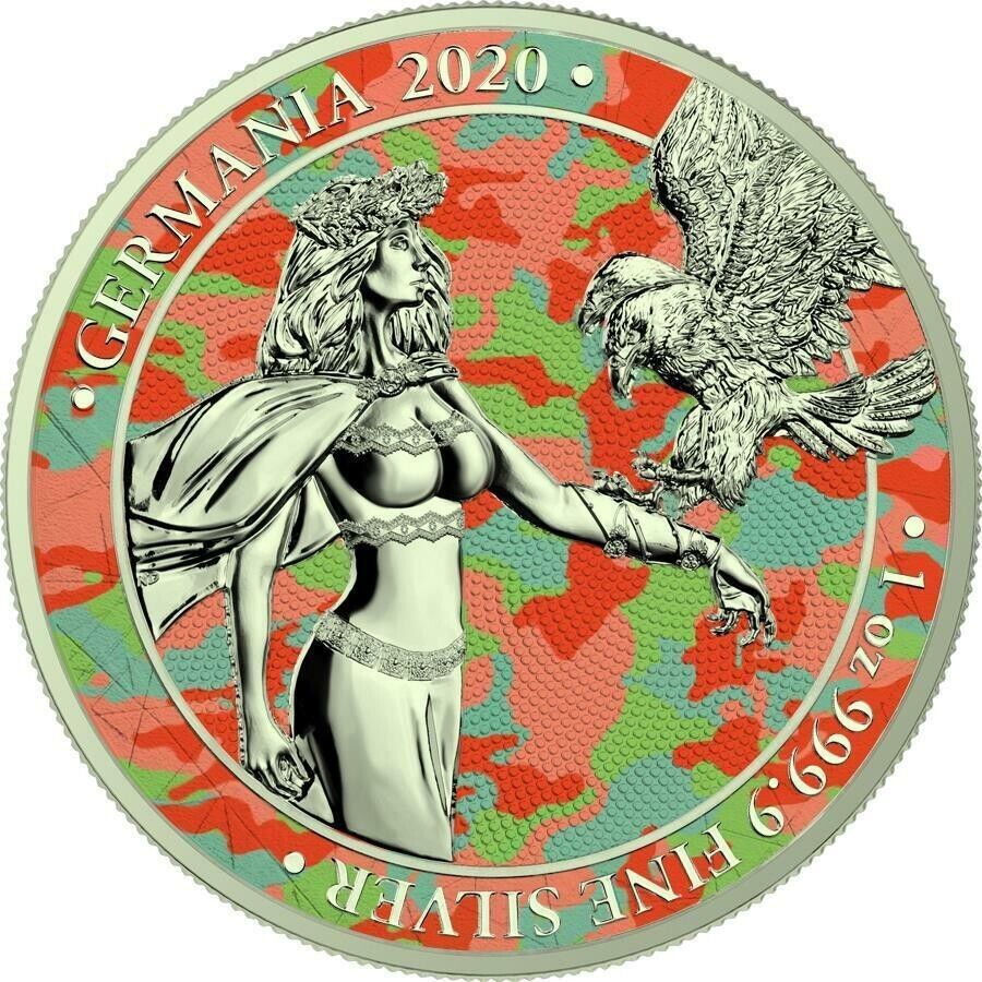 1 Oz Silver Coin 2020 5 Mark Germania Camouflage Edition - Apennines-classypw.com-1