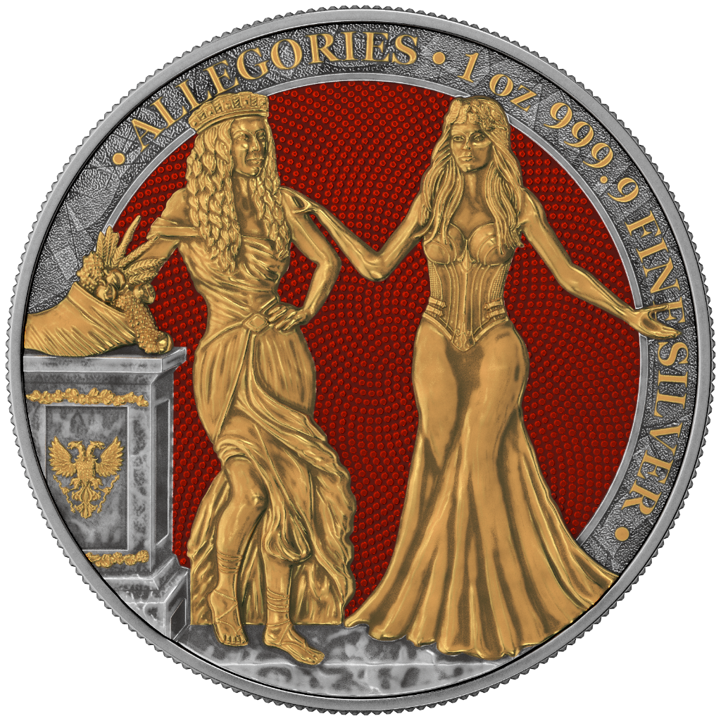 1 Oz Silver Coin 2020 5 Mark Italia &amp; Germania Allegories - Antique Finish Round-classypw.com-1