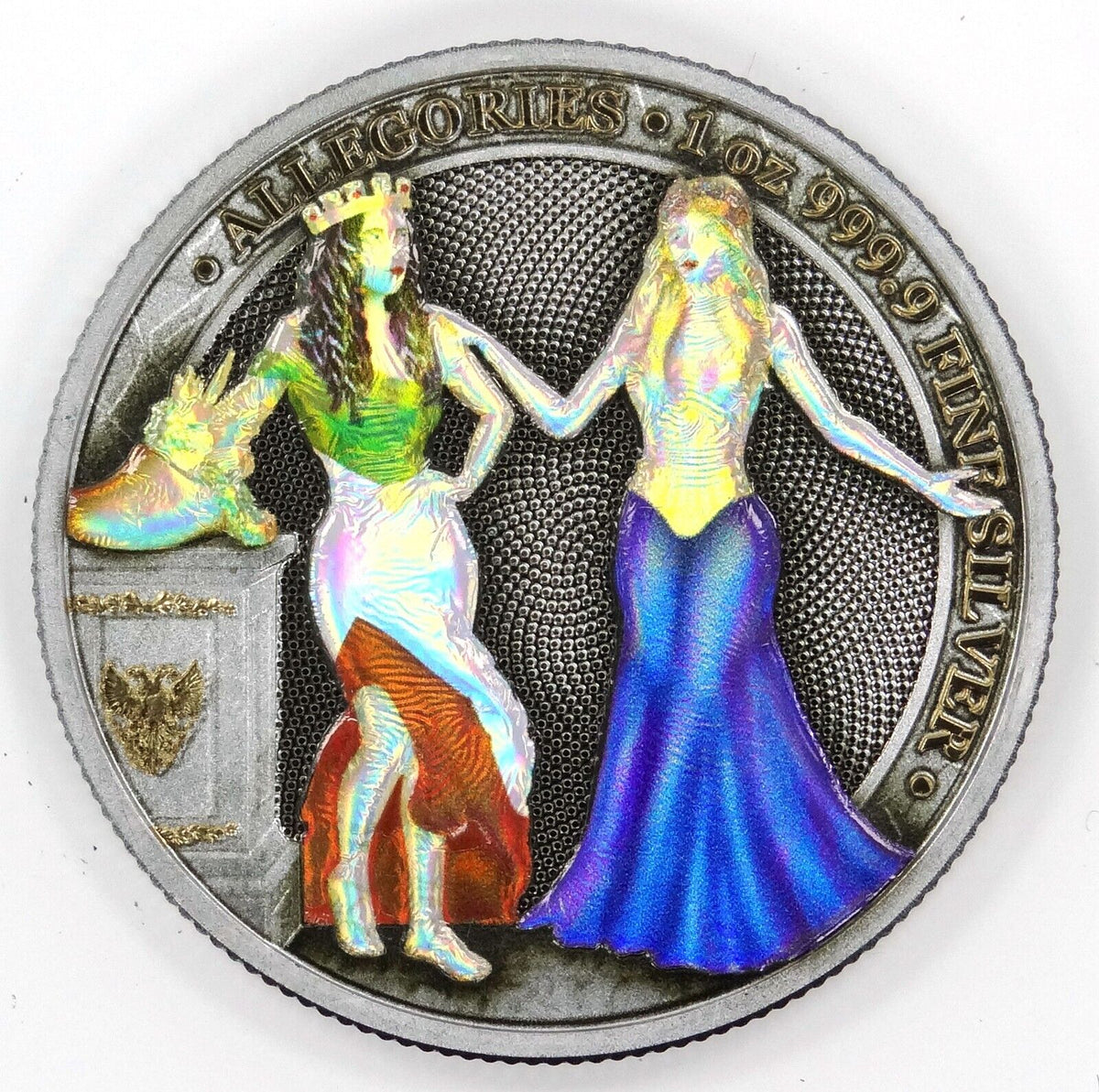 1 Oz Silver Coin 2020 5 Mark Italia &amp; Germania Allegories - Funky Holo Round-classypw.com-1