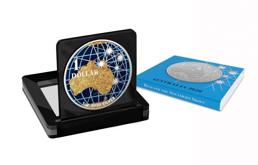 1 Oz Silver Coin 2020 Australia $1 Beneath the Southern Skies - Golden Map-classypw.com-3