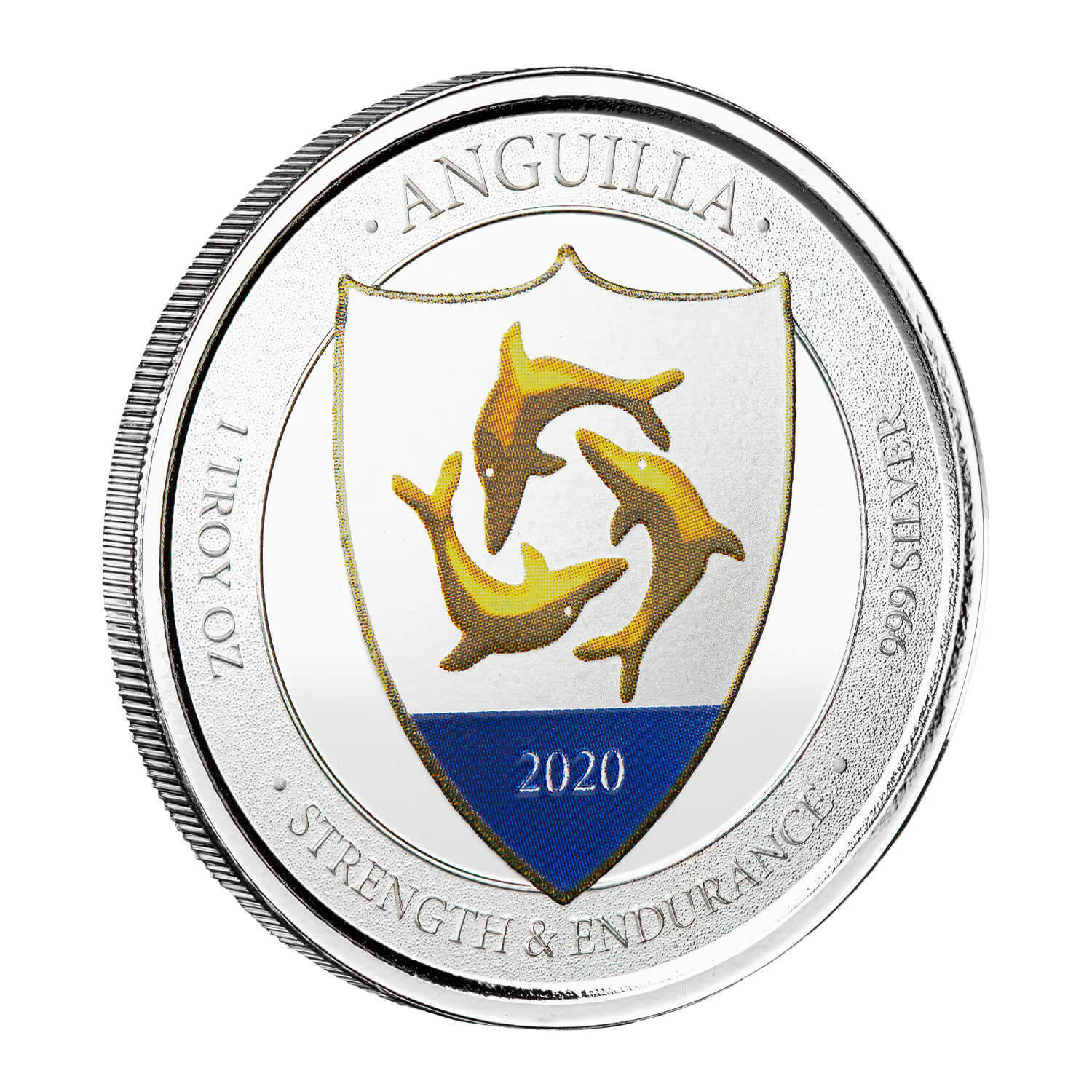 1 Oz Silver Coin 2020 EC8 Anguilla $2 Scottsdale Mint Color Proof - Coat of Arms-classypw.com-1