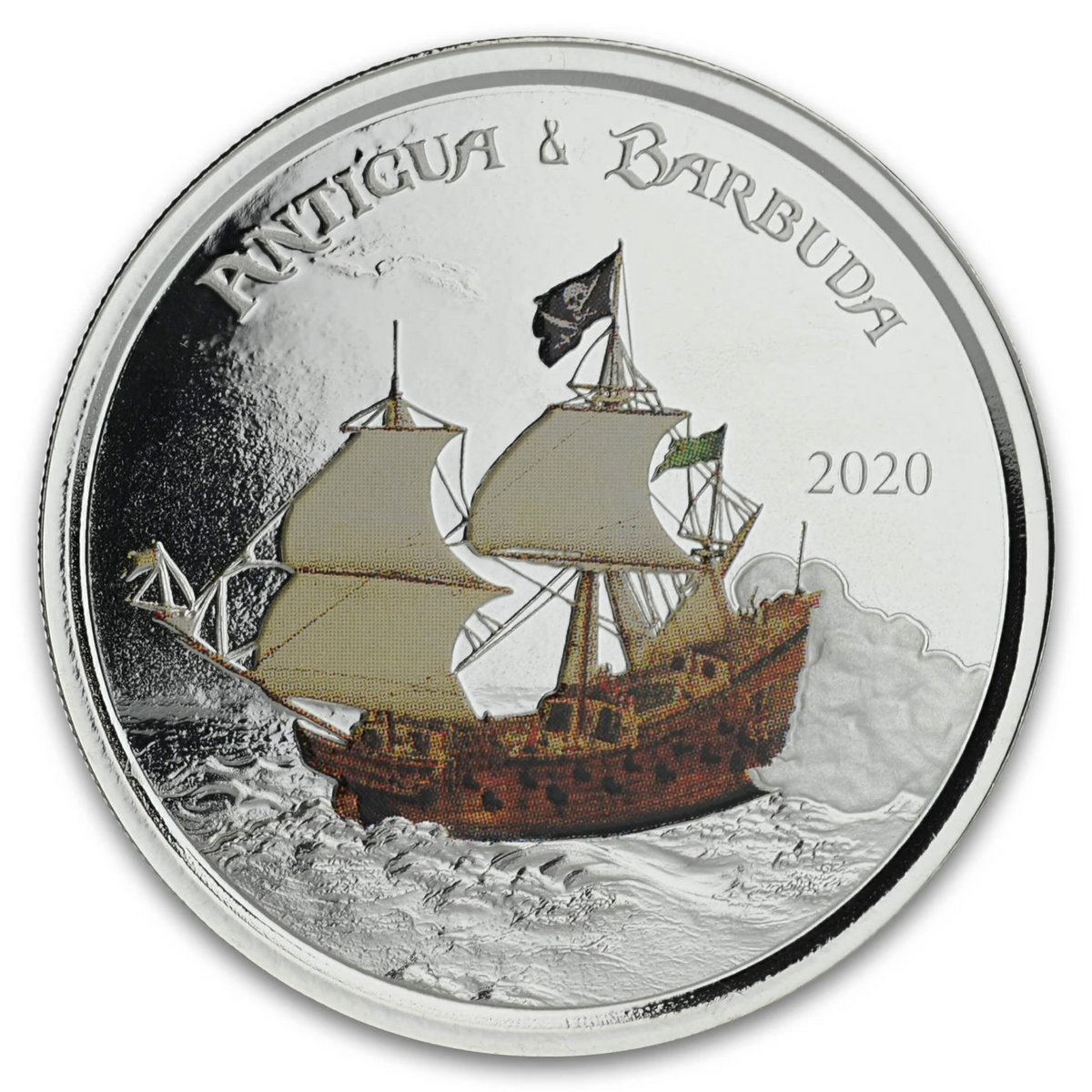1 Oz Silver Coin 2020 EC8 Antigua &amp; Barbuda $2 Scottsdale Color Proof Rum Runner-classypw.com-1