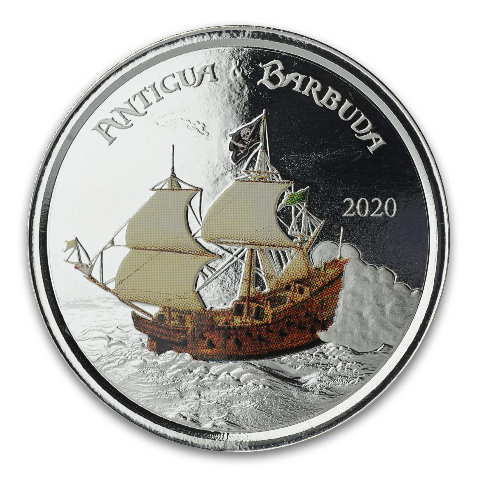 1 Oz Silver Coin 2020 EC8 Antigua & Barbuda $2 Scottsdale Color Proof Rum Runner-classypw.com-1