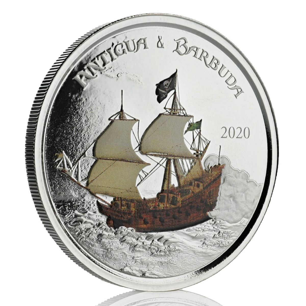 1 Oz Silver Coin 2020 EC8 Antigua &amp; Barbuda $2 Scottsdale Color Proof Rum Runner-classypw.com-3