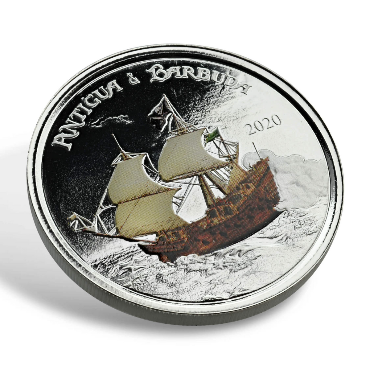 1 Oz Silver Coin 2020 EC8 Antigua &amp; Barbuda $2 Scottsdale Color Proof Rum Runner-classypw.com-4
