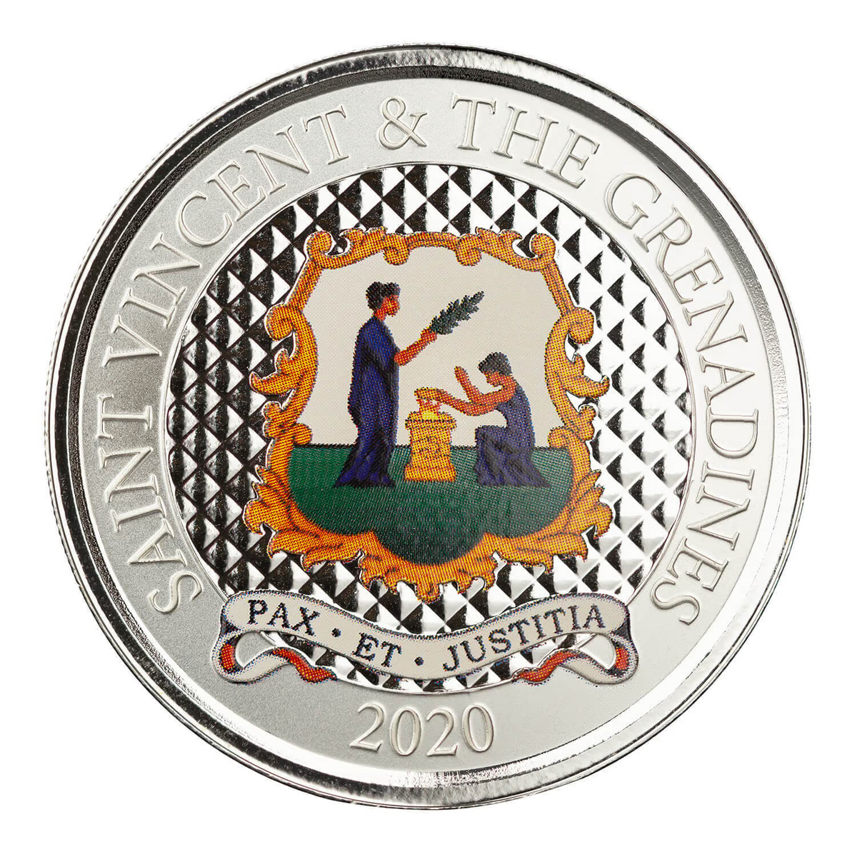 1 Oz Silver Coin 2020 EC8 St. Vincent &amp; the Grenadines $2 Color Pax Et Justitia-classypw.com-1