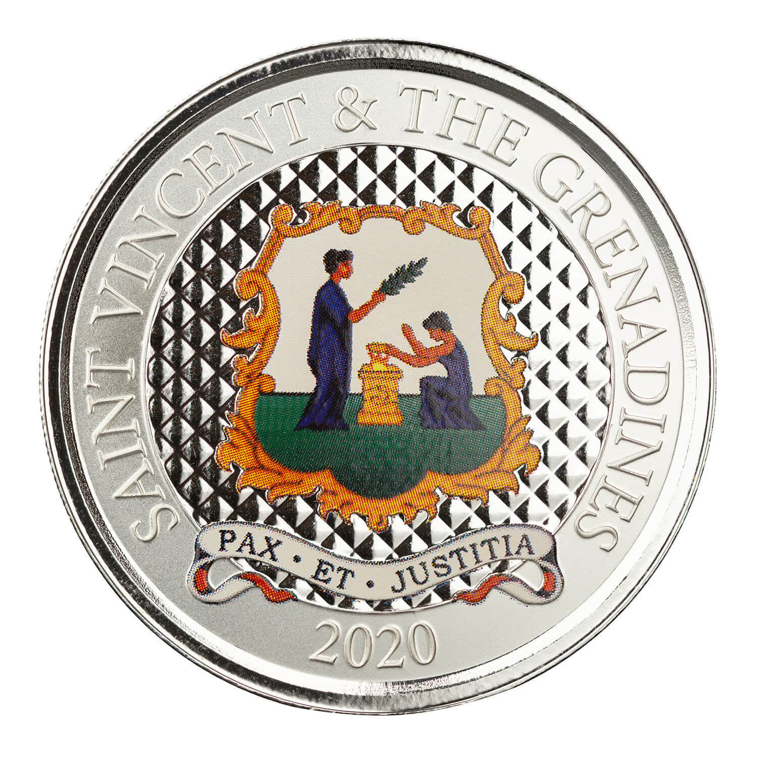 1 Oz Silver Coin 2020 EC8 St. Vincent & the Grenadines $2 Color Pax Et Justitia-classypw.com-1
