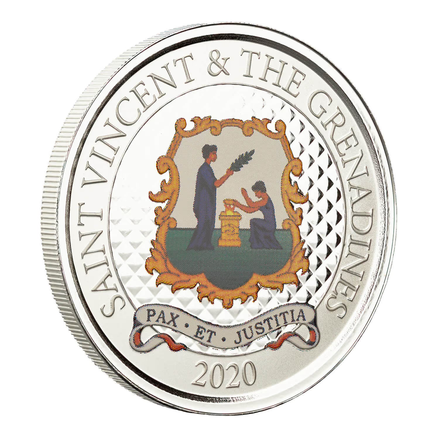 1 Oz Silver Coin 2020 EC8 St. Vincent & the Grenadines $2 Color Pax Et Justitia-classypw.com-2