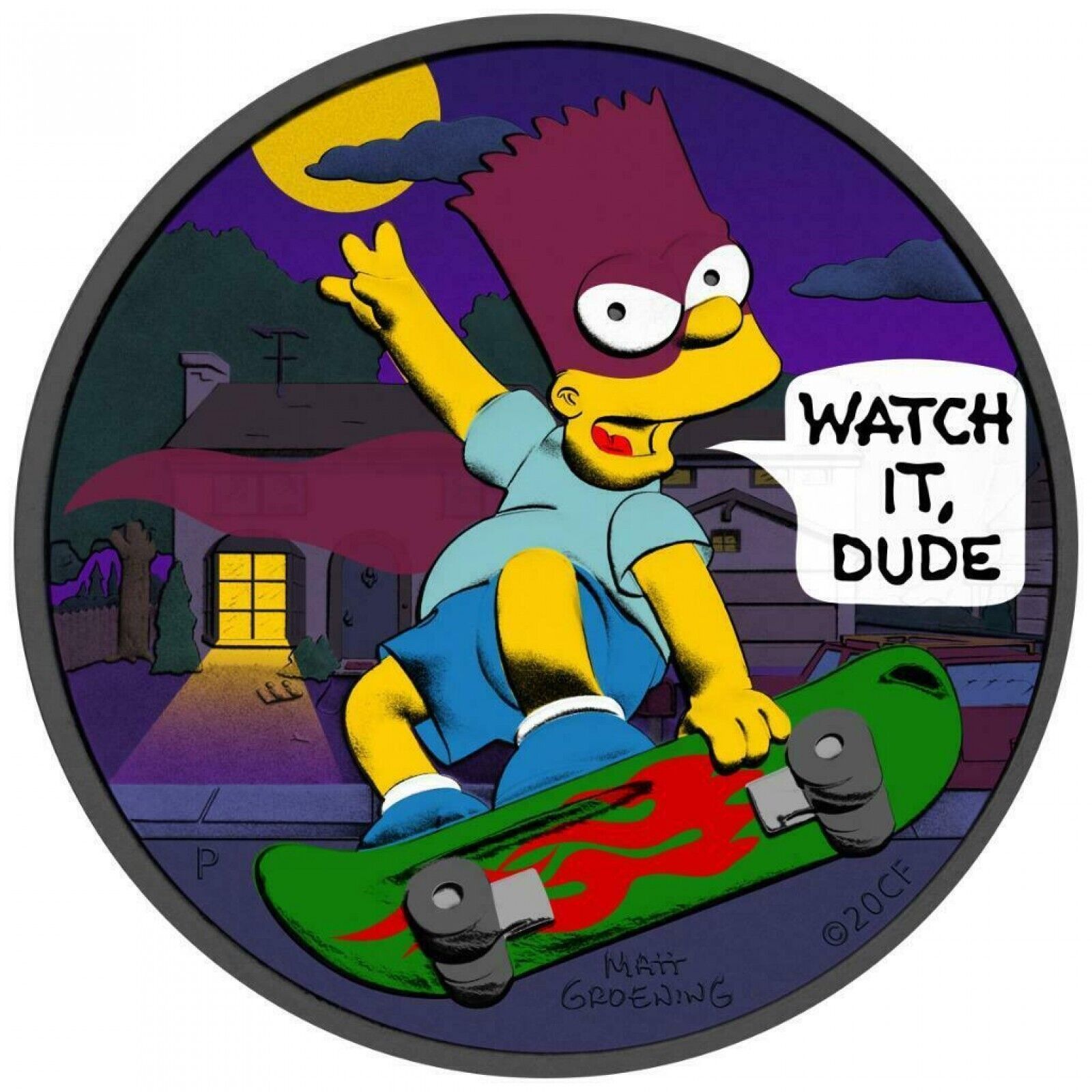 1 Oz Silver Coin 2020 Tuvalu $1 The Simpsons Bart Simpson Bartman Watch it Dude-classypw.com-1