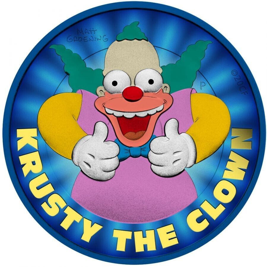 1 Oz Silver Coin 2020 Tuvalu $1 The Simpsons - Krusty the Clown Clown College-classypw.com-1
