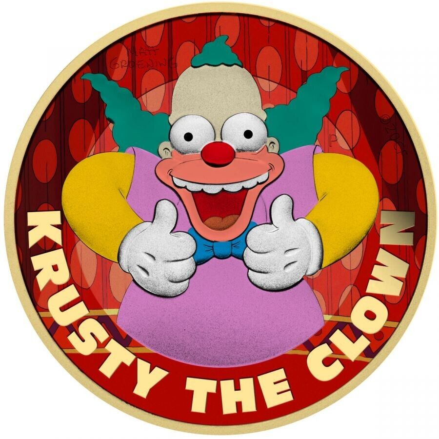 1 Oz Silver Coin 2020 Tuvalu $1 The Simpsons - Krusty the Clown The Krusty Show-classypw.com-1