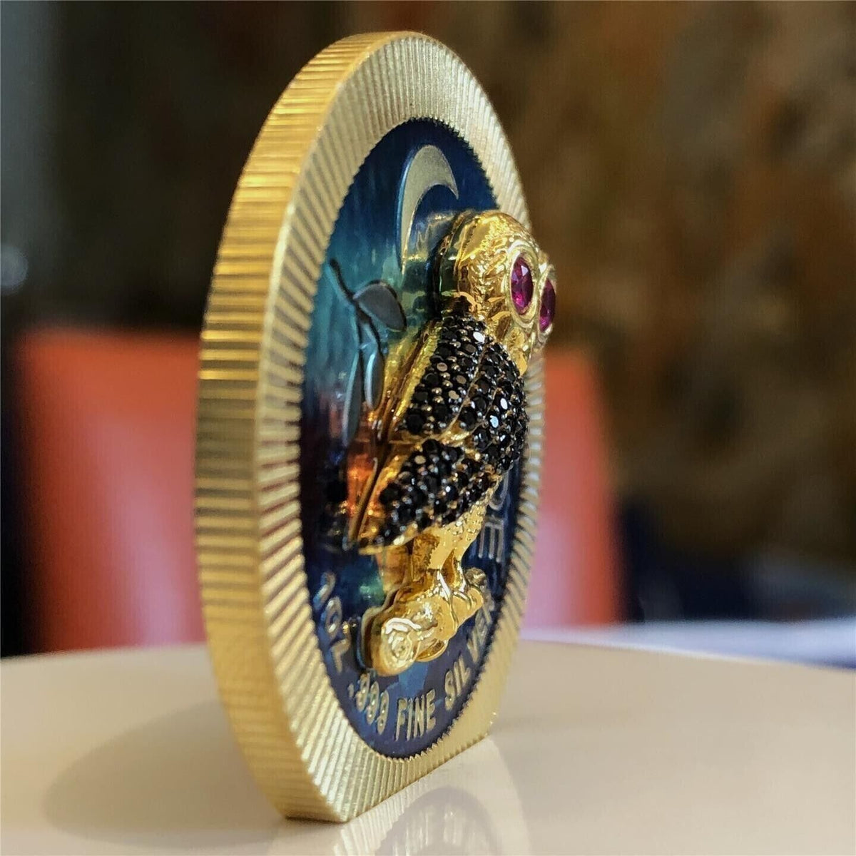 1 Oz Silver Coin 2021 $2 Niue Athenian Owl Swarovski Bejeweled - Forest-classypw.com-5