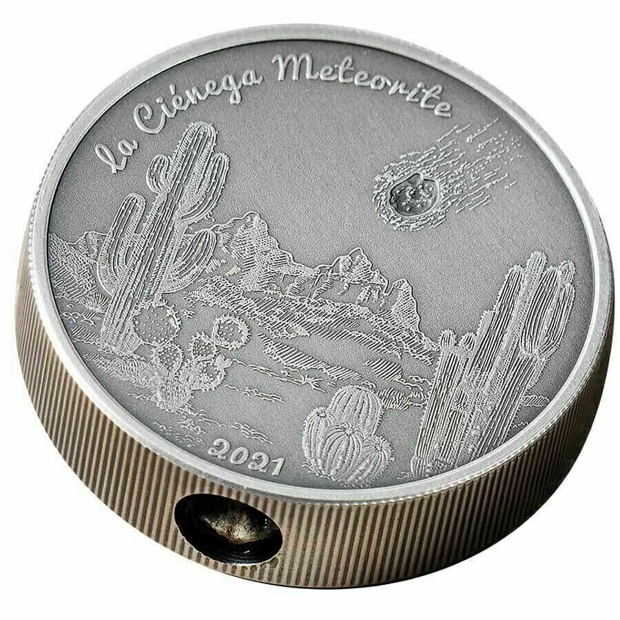 1 Oz Silver Coin 2021 $5 Cook Islands Antique La Cienega Meteorite Impacts-classypw.com-1