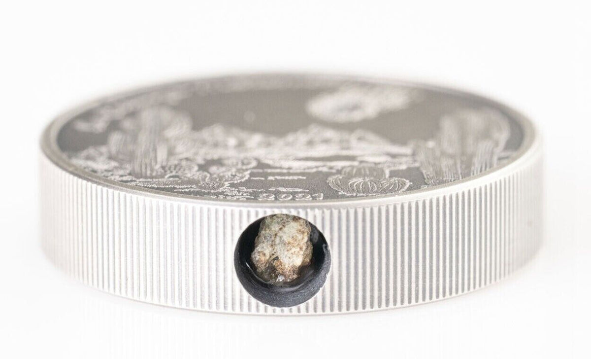 1 Oz Silver Coin 2021 $5 Cook Islands Antique La Cienega Meteorite Impacts-classypw.com-4