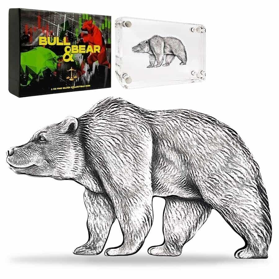 1 Oz Silver Coin 2021 Chad 500 CFA Francs Bear Shaped Antiqued High Relief-classypw.com-1