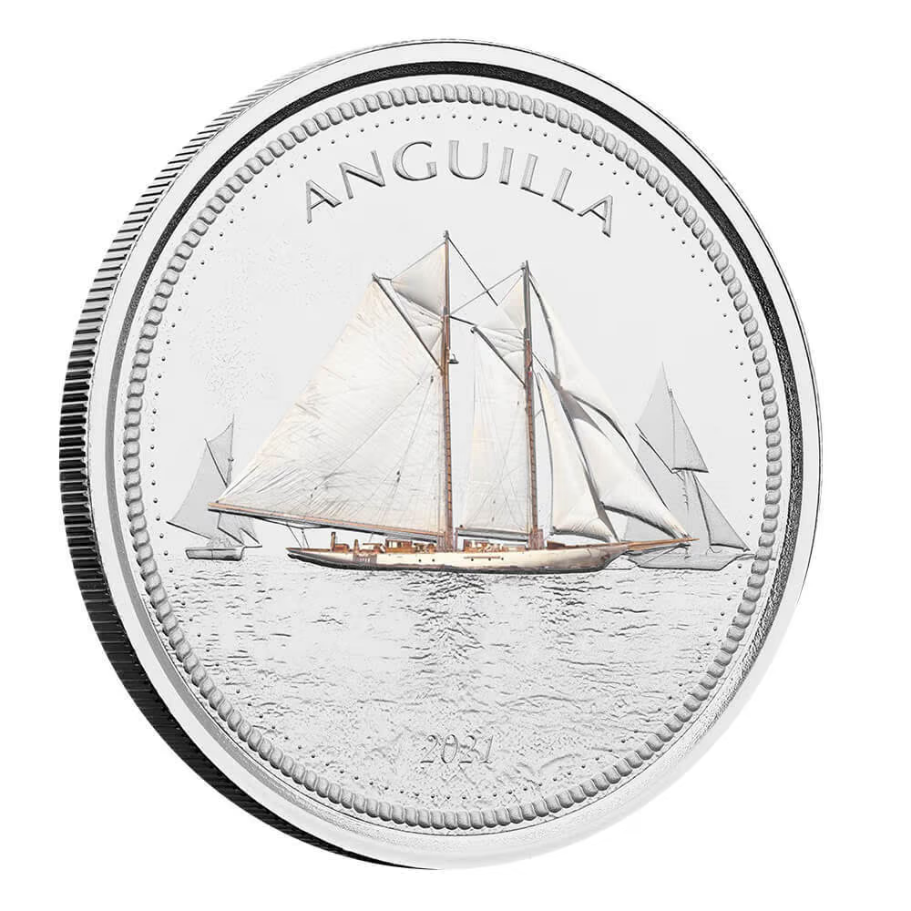 1 Oz Silver Coin 2021 EC8 Anguilla $2 Scottsdale Mint Color - Sailing Regatta-classypw.com-1