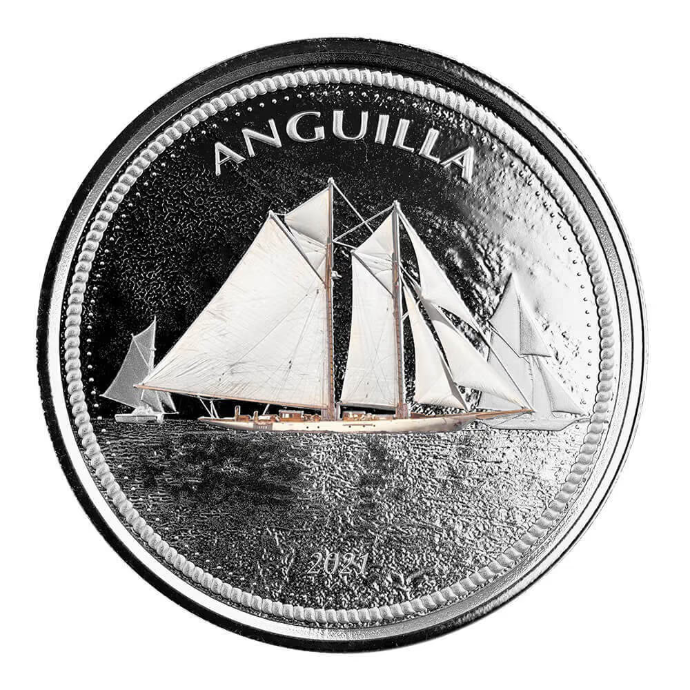 1 Oz Silver Coin 2021 EC8 Anguilla $2 Scottsdale Mint Color - Sailing Regatta-classypw.com-1