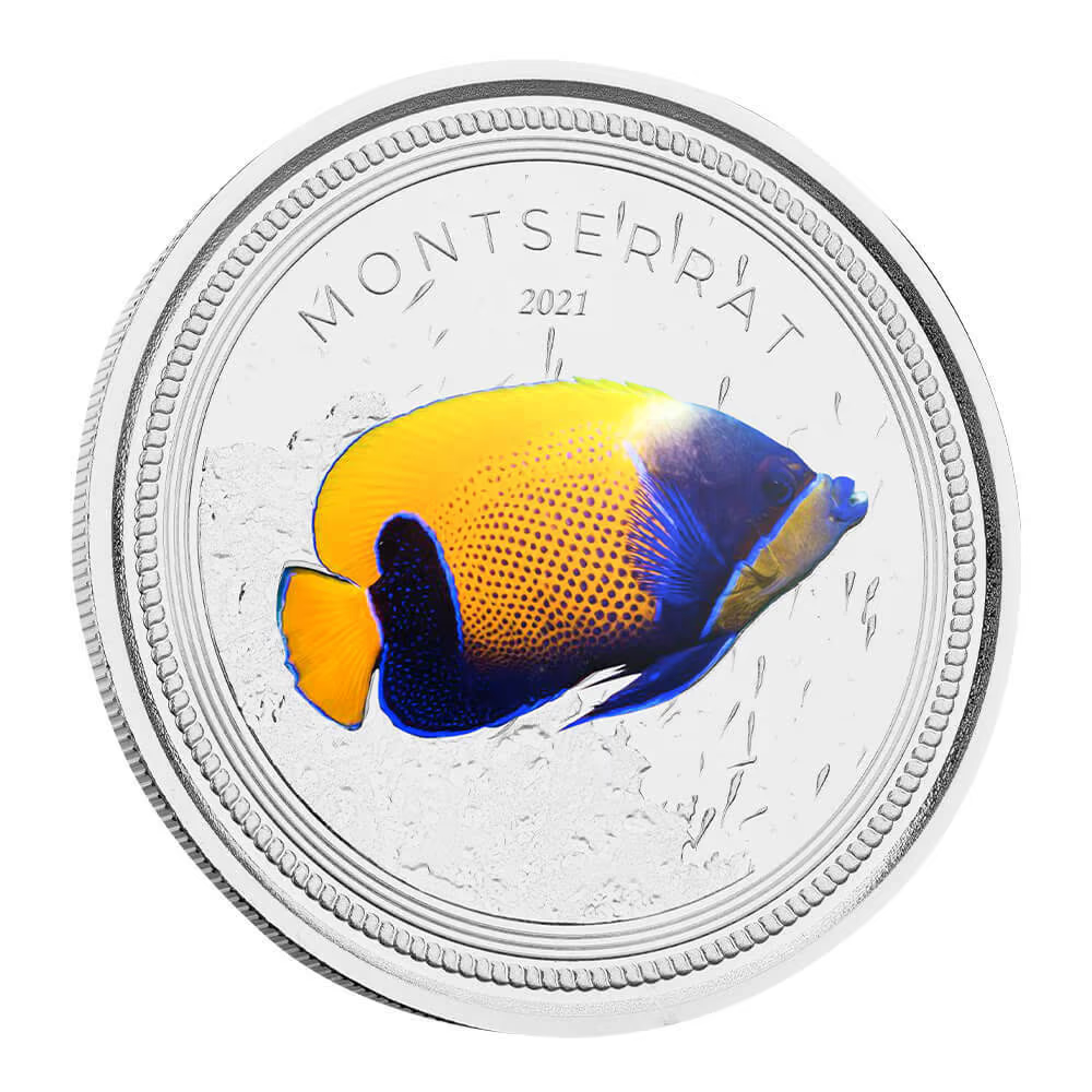1 Oz Silver Coin 2021 EC8 Montserrat $2 Scottsdale Color Blue Girdled Angelfish-classypw.com-1