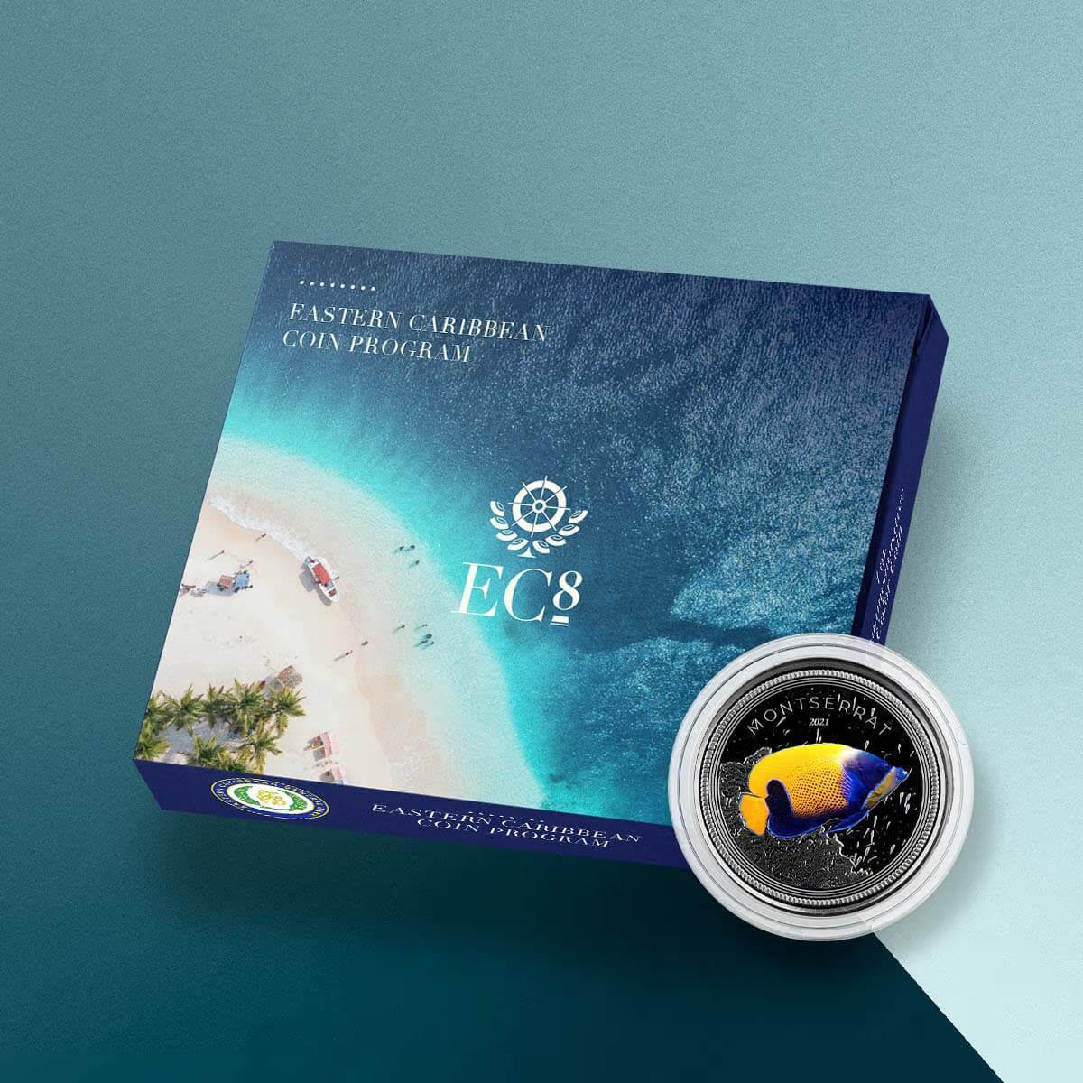 1 Oz Silver Coin 2021 EC8 Montserrat $2 Scottsdale Color Blue Girdled Angelfish-classypw.com-3