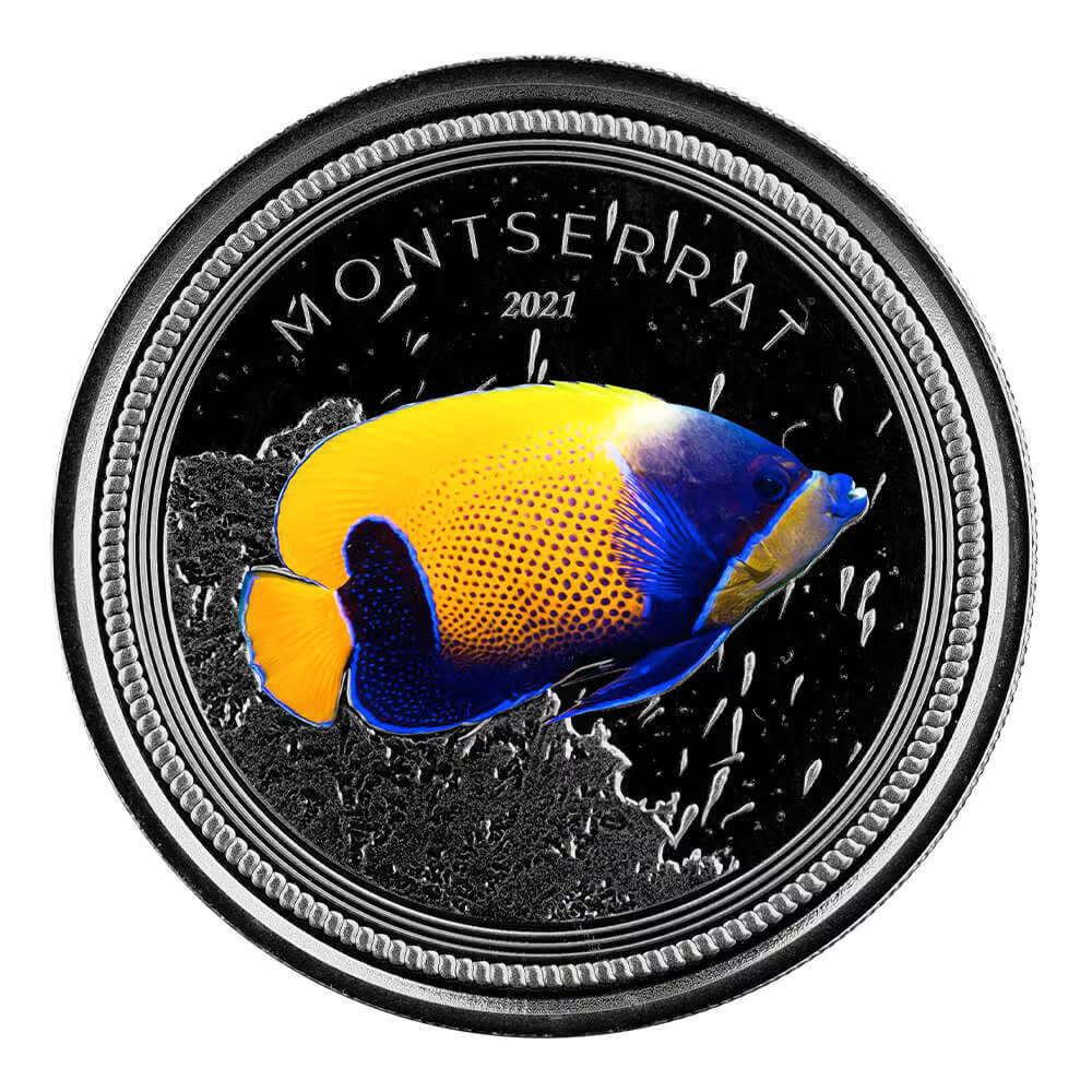 1 Oz Silver Coin 2021 EC8 Montserrat $2 Scottsdale Color Blue Girdled Angelfish-classypw.com-4