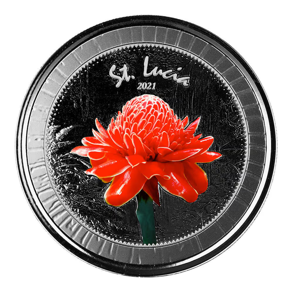 1 Oz Silver Coin 2021 EC8 Saint Lucia $2 Scottsdale Mint Color Botanical Gardens-classypw.com-2