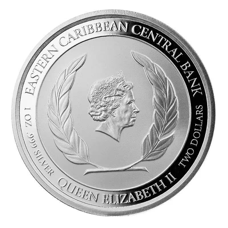 1 Oz Silver Coin 2021 EC8 Saint Lucia $2 Scottsdale Mint Color Botanical Gardens-classypw.com-3
