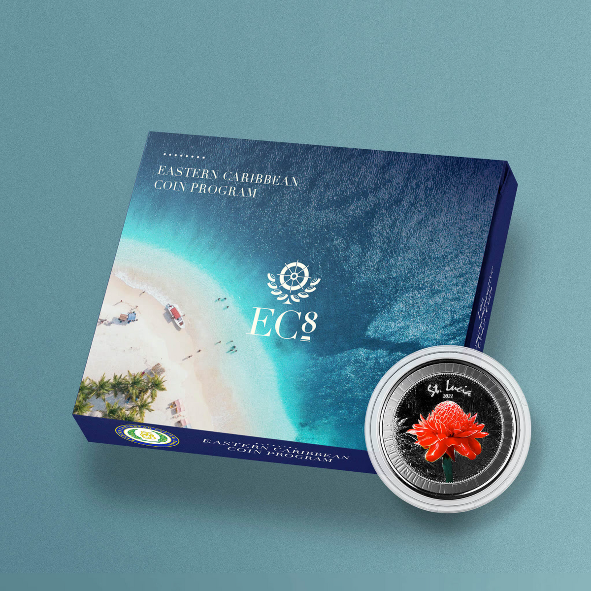 1 Oz Silver Coin 2021 EC8 Saint Lucia $2 Scottsdale Mint Color Botanical Gardens-classypw.com-4