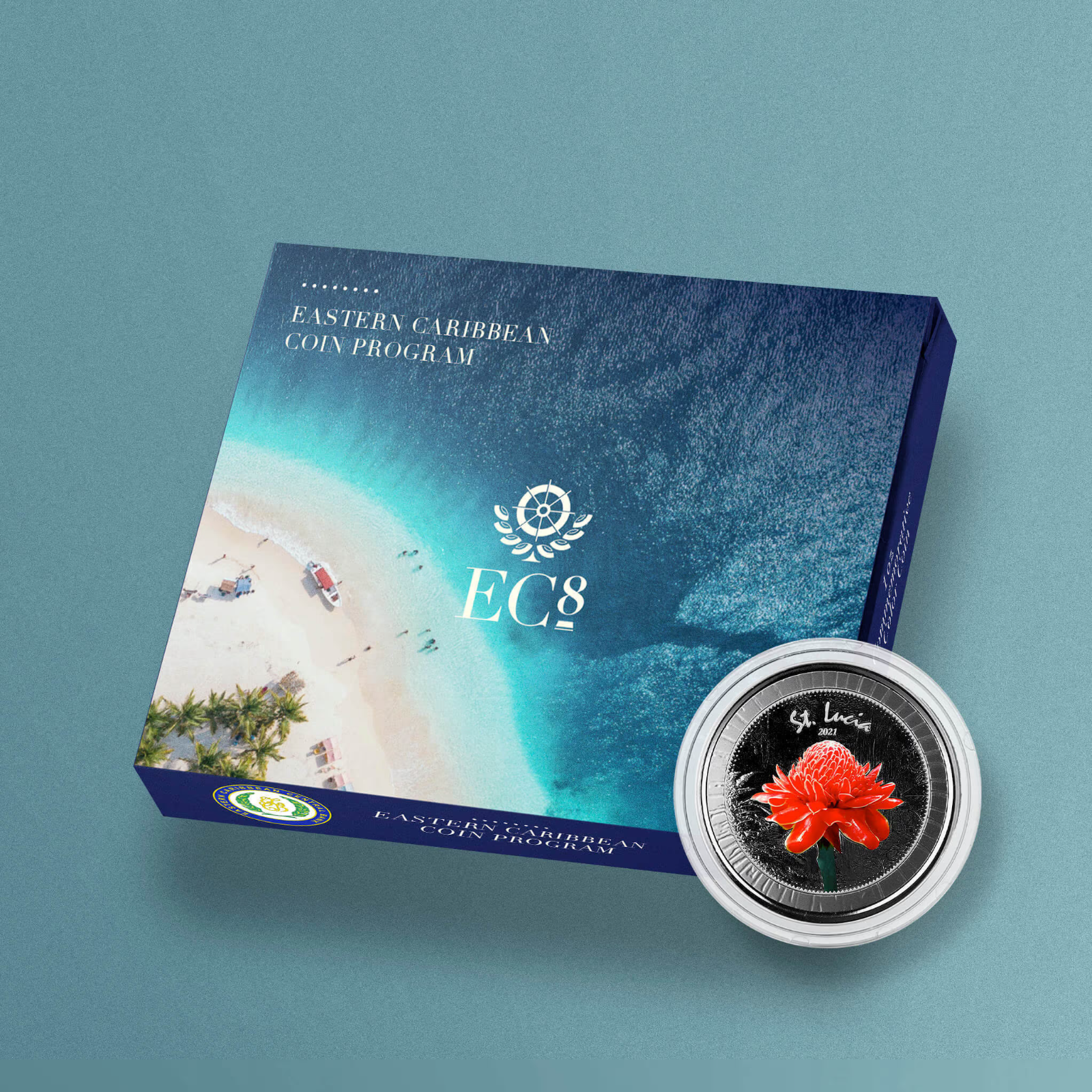 1 Oz Silver Coin 2021 EC8 Saint Lucia $2 Scottsdale Mint Color Botanical Gardens-classypw.com-4