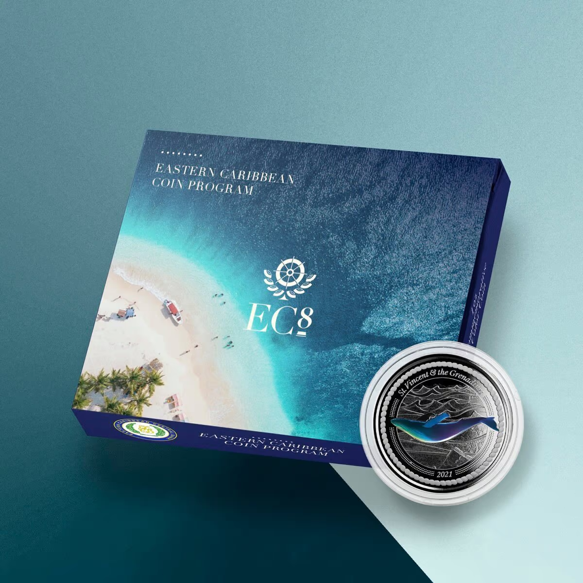 1 Oz Silver Coin 2021 EC8 St. Vincent & the Grenadines $2 Color - Humpback Whale-classypw.com-4