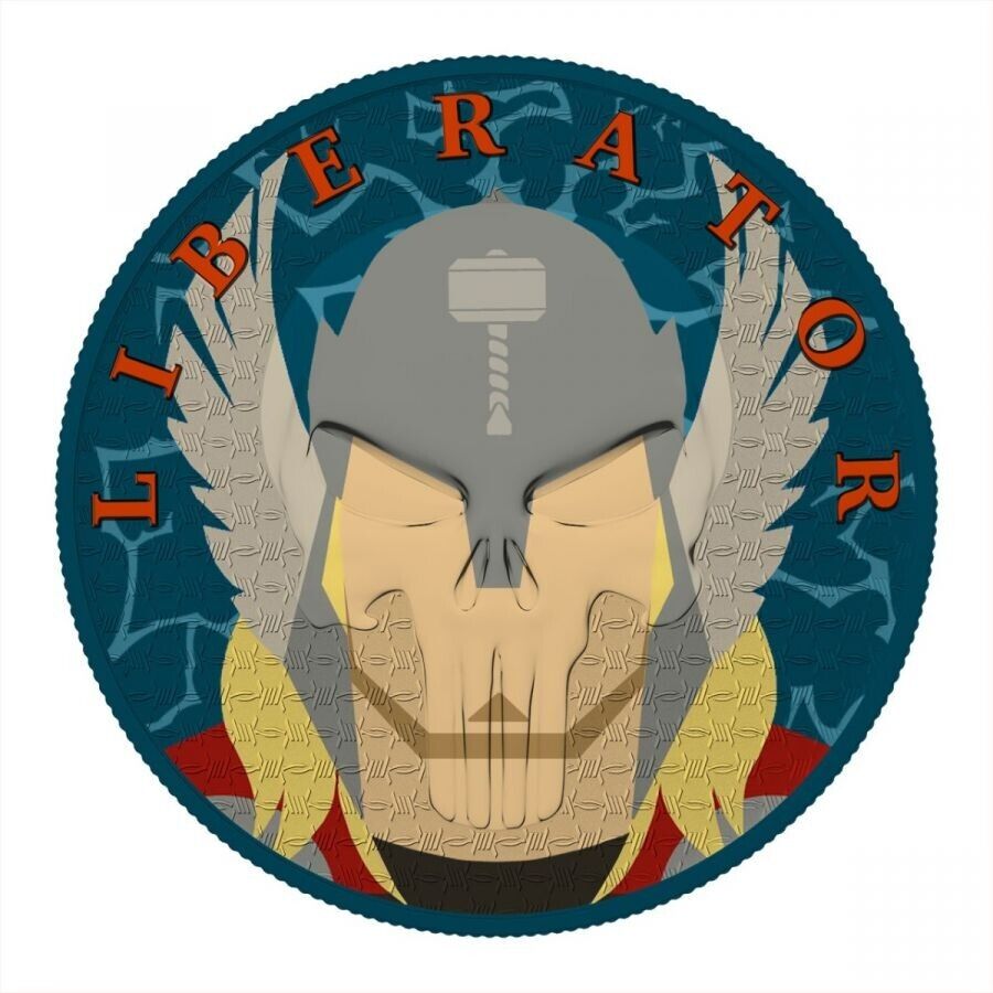 1 Oz Silver Coin 2021 Liberator Skull One Soul Superheroes - Thor-classypw.com-1