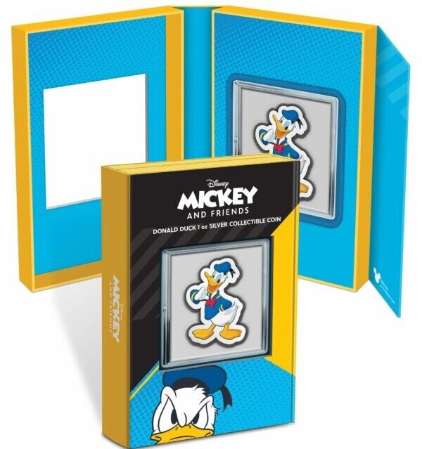 1 Oz Silver Coin 2021 Niue Mickey &amp; Friends Donald Duck Colorized Shaped Proof