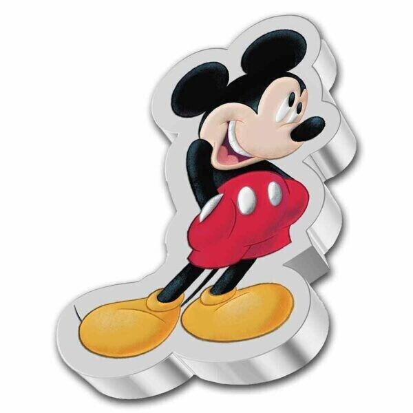 1 Oz Silver Coin 2021 Niue Mickey &amp; Friends Mickey Mouse Colorized Shaped Proof