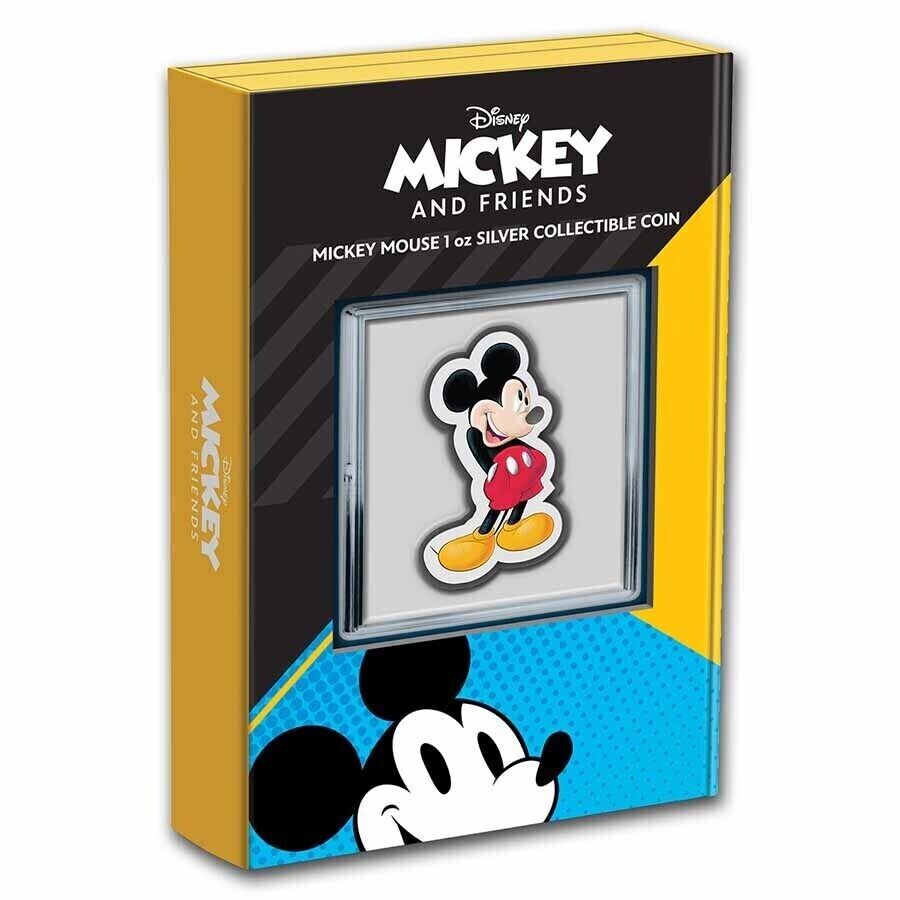 1 Oz Silver Coin 2021 Niue Mickey &amp; Friends Mickey Mouse Colorized Shaped Proof