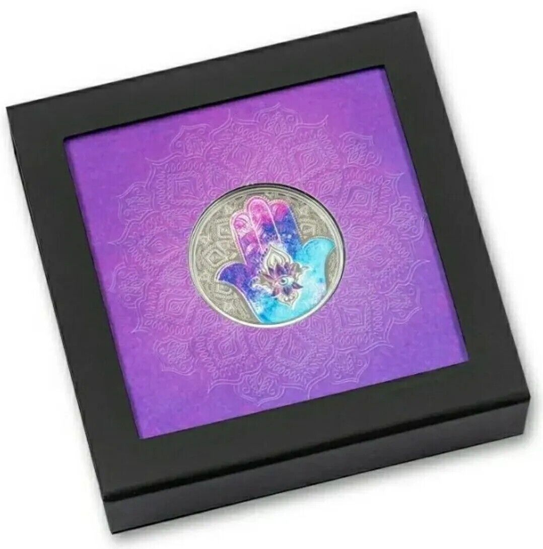1 Oz Silver Coin 2021 Palau $5 Color Proof Hand of Hamsa-classypw.com-3