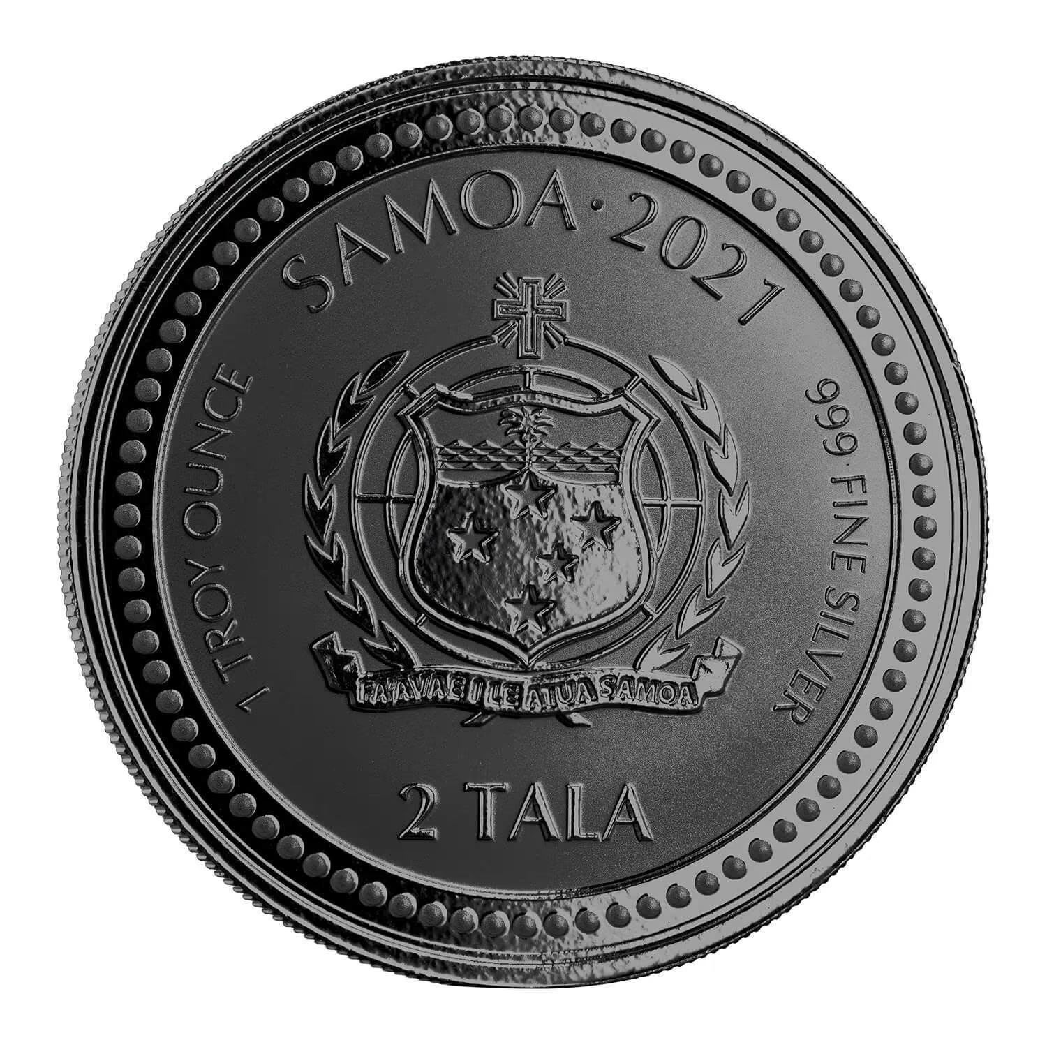 1 Oz Silver Coin 2021 Samoa 2 Tala Black Rhodium Proof - Jesus Alpha & Omega-classypw.com-4